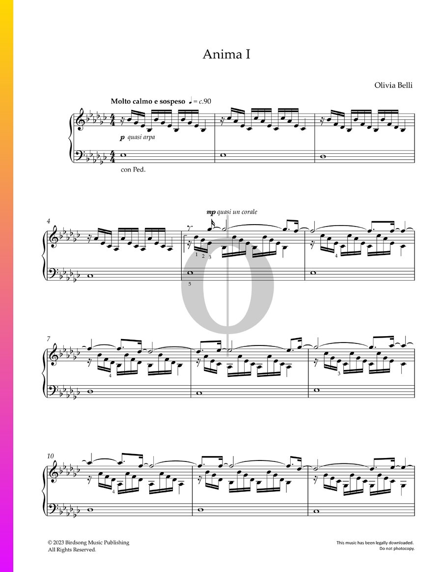 Anima I (Olivia Belli) Piano Sheet Music - OKTAV