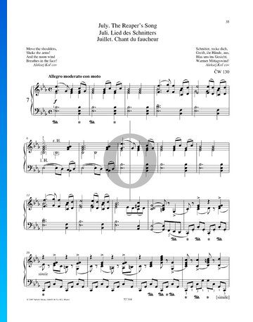 The Seasons, Op. 37a: 7 July - The Reaper's Song Sheet Music