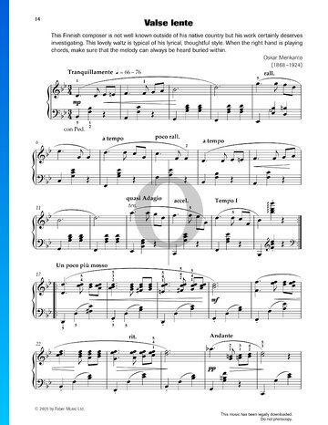 Valse Lente, Op. 33 Sheet Music