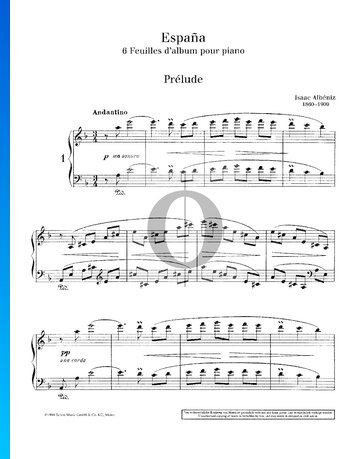 España, 6 Feuilles d'album pour piano: Prélude, No. 1 Sheet Music