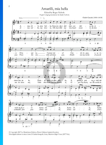 Amarilli, mia bella Musik-Noten