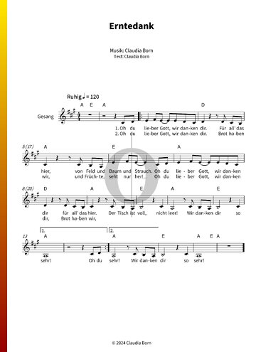 Erntedank Sheet Music