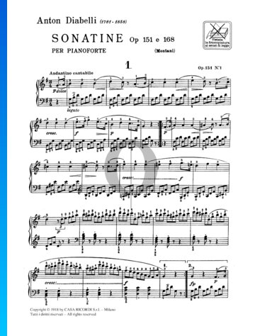 Partition Sonatine en Sol majeur, op. 151 n° 1
