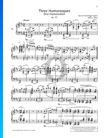 Humoresque in D Major, Op. 31 No. 1 bladmuziek