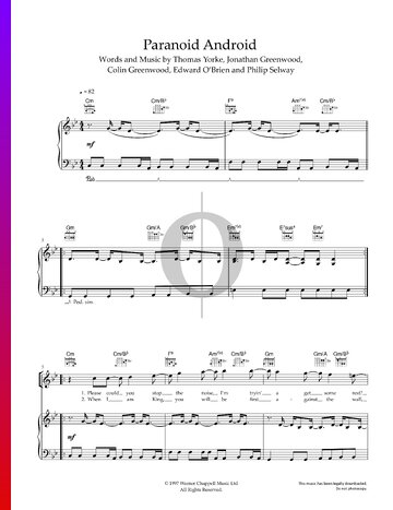 Paranoid Android Musik-Noten