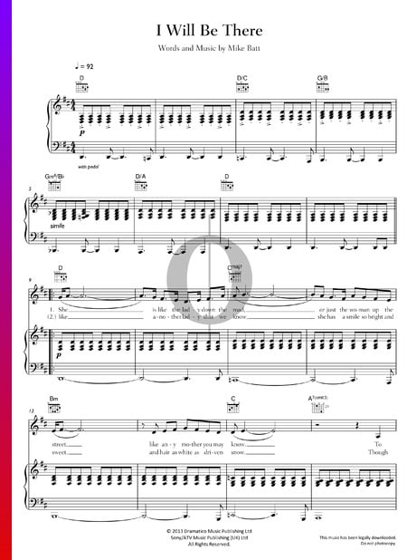 I Will Be There Partitura