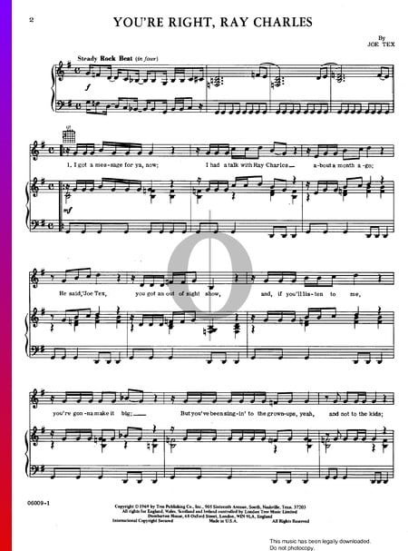 You're Right, Ray Charles Musik-Noten