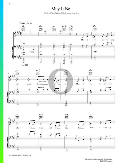 May It Be Sheet Music