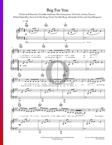 Beg For You Sheet Music