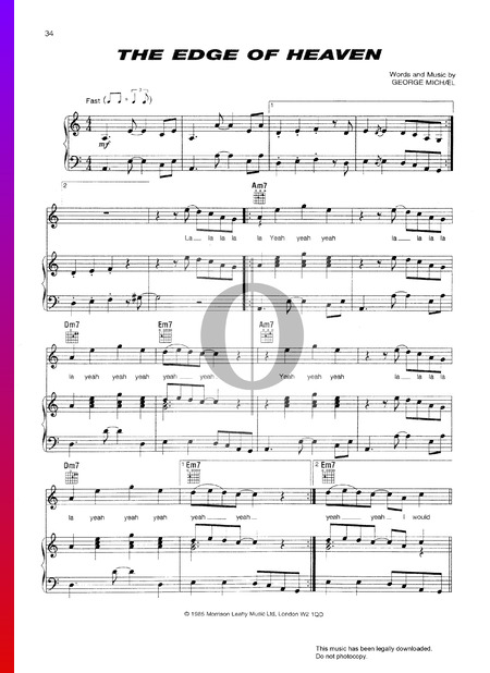 The Edge Of Heaven Sheet Music
