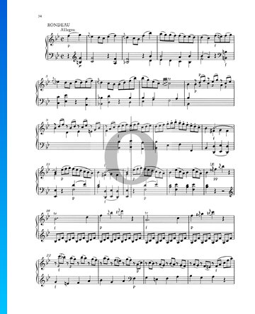 Partition Sonate pour Piano No. 3 Si bémol Majeur, KV 281 (189f): 3. Allegro
