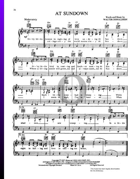 At Sundown Sheet Music