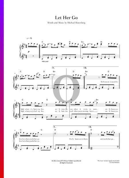 Let Her Go Musik-Noten