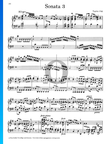 Sonata n.º 3, Wq 49: 1. Allegro Partitura