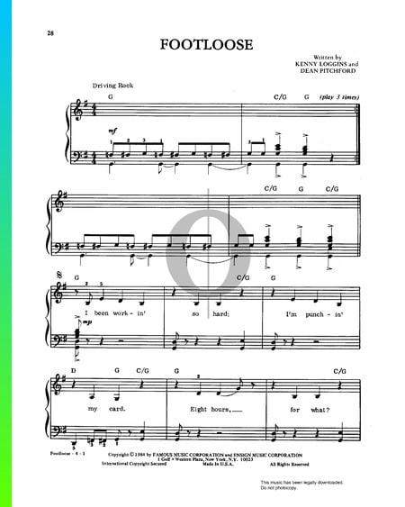 Footloose Musik-Noten