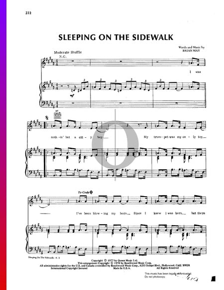 Sleeping On The Sidewalk Sheet Music