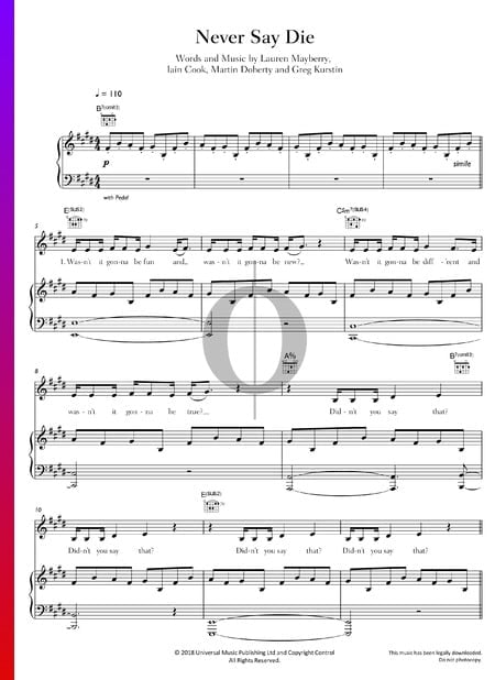 Never Say Die Musik-Noten