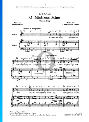 O Mistress Mine Musik-Noten