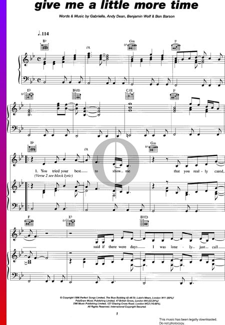Give Me A Little More Time Musik-Noten