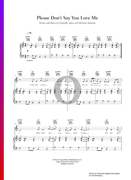 Please Don't Say You Love Me Sheet Music