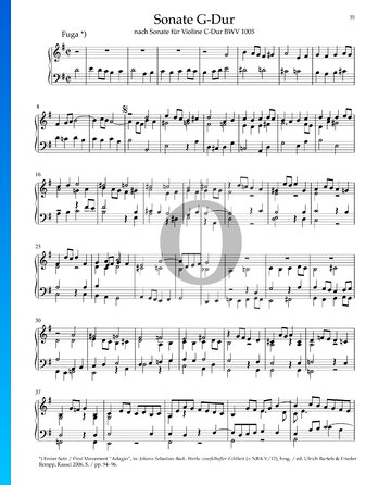 Sonata en sol mayor, BWV 1005: 1. Fuga Partitura