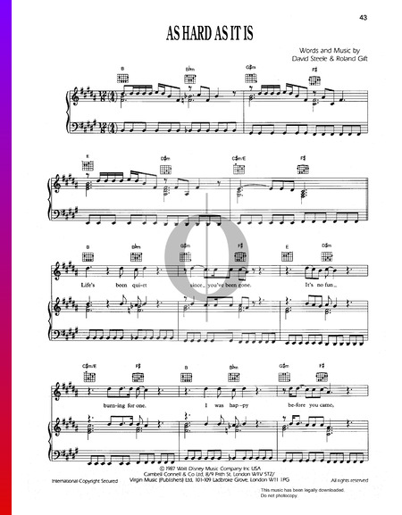 As Hard As It Is Musik-Noten