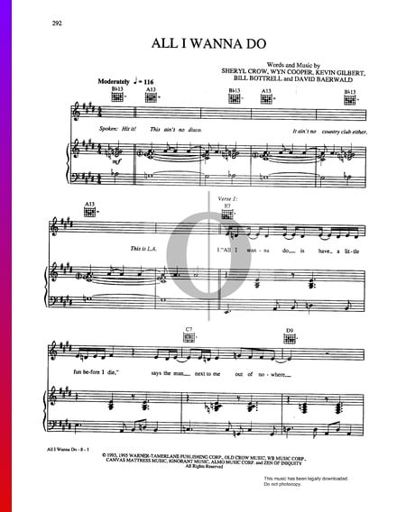 All I Wanna Do Sheet Music