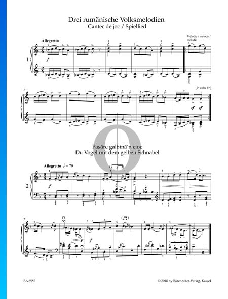 Drei Rumänische Volkslieder: Cantec de joc Musik-Noten