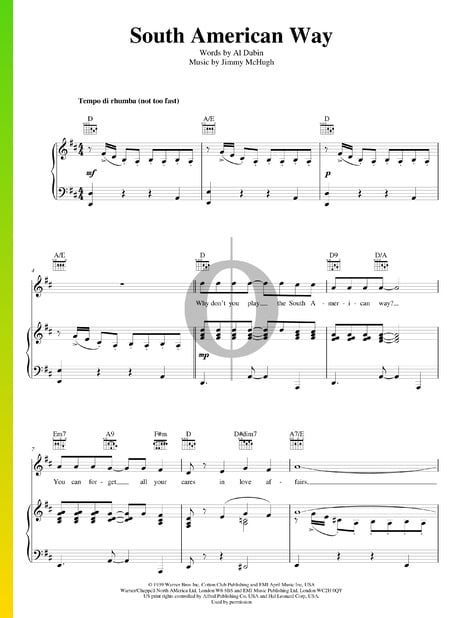 South American Way Musik-Noten