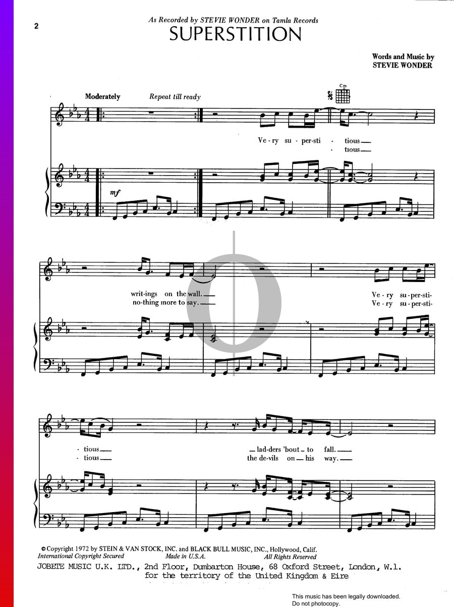 Superstition (Stevie Wonder) Piano Sheet Music - OKTAV