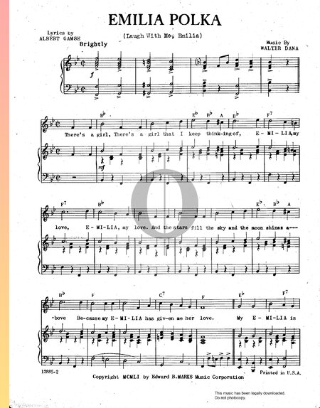 Emilia Polka (Laugh With Me Emilia) Sheet Music