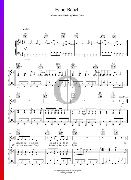 Echo Beach Partitura
