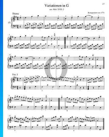 Variations in G Major, Hob. XVII:2 Sheet Music