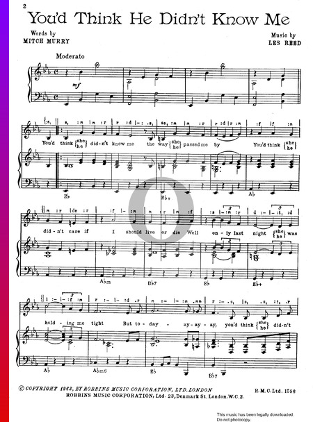You'd Think He Didn't Know Me Musik-Noten