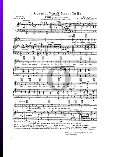 I Guess It Wasn't Meant To Be Sheet Music