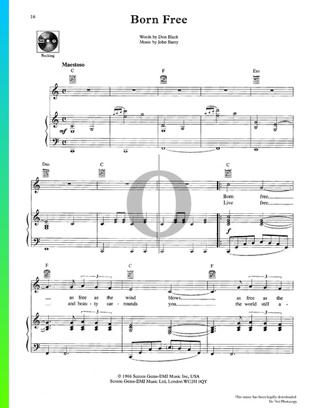 Born Free Musik-Noten