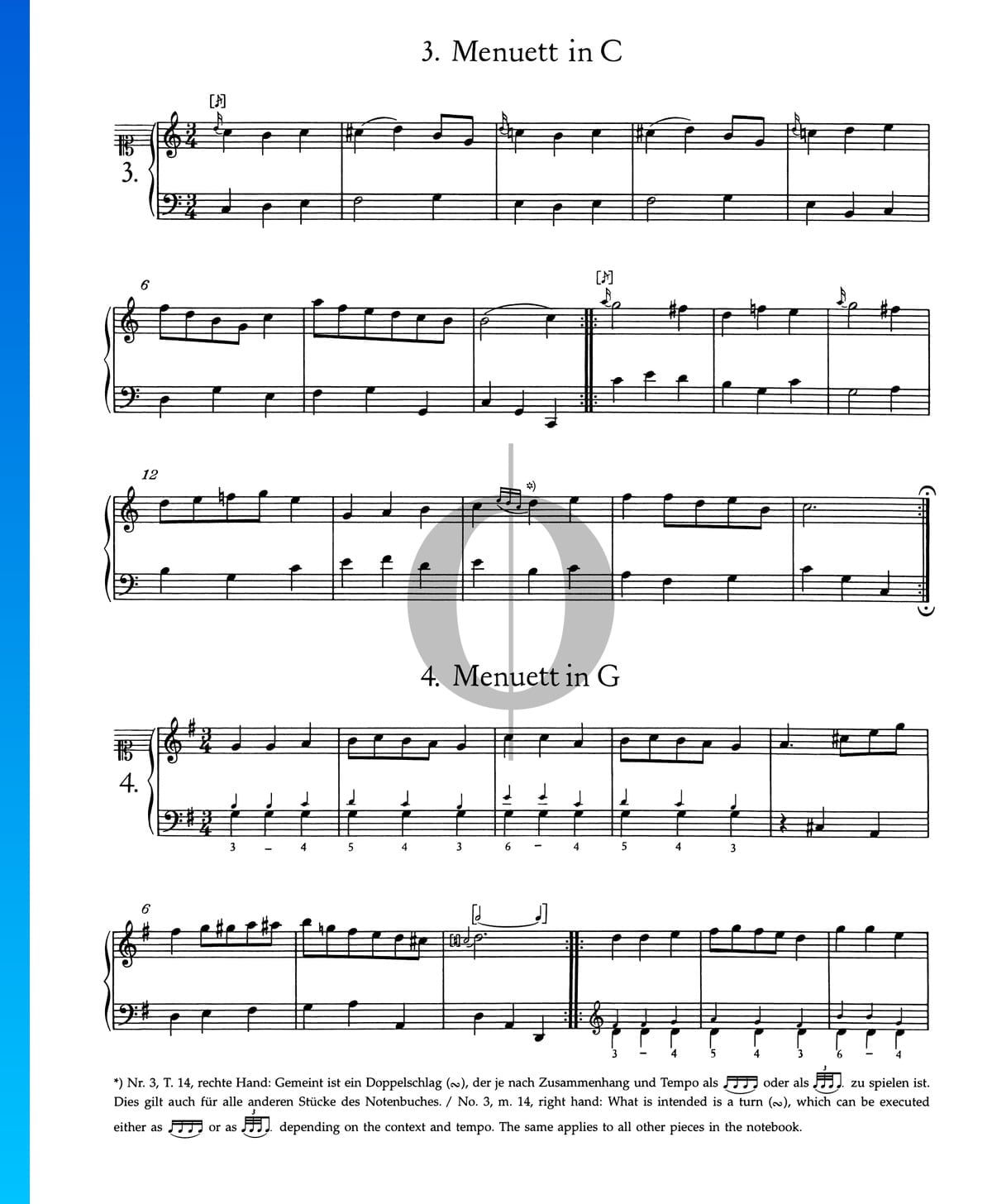 Minueto en do mayor, 3 Partitura » Leopold (Piano Solo) Descarga PDF - OKTAV