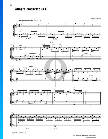 Allegro moderato en fa mayor, n.º 36 Partitura