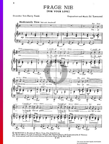 Frage Nie (For Your Love) Sheet Music