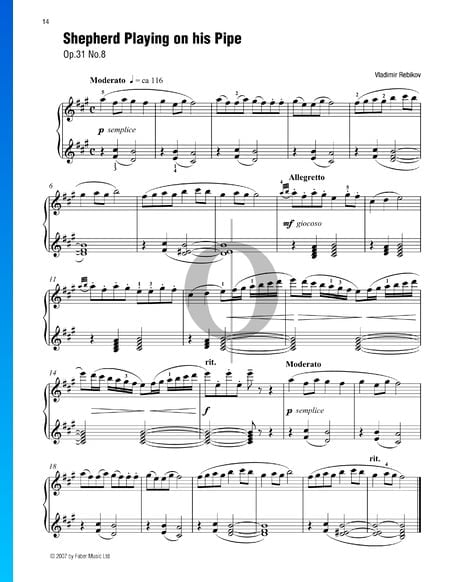 Pastor tocando la gaita, Op. 31 n.º 8 Partitura