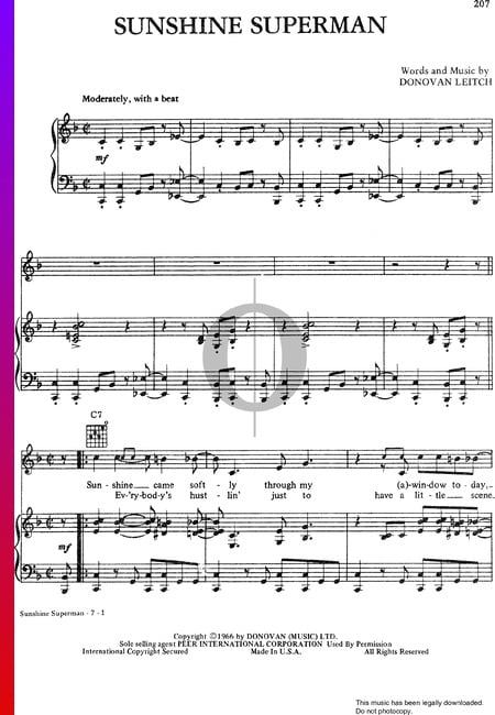 Sunshine Superman Musik-Noten