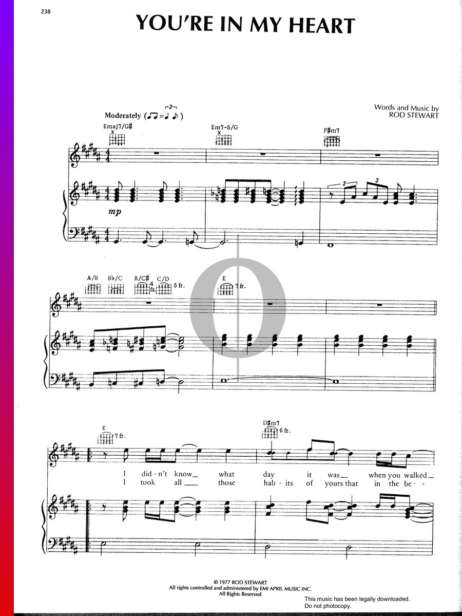 You're In My Heart (Rod Stewart) Piano Sheet Music - OKTAV