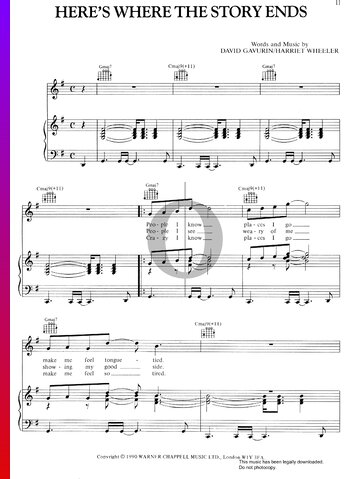 Here's Where The Story Ends Partitura