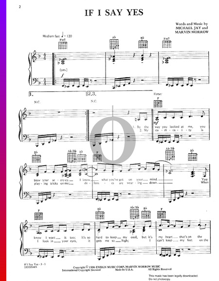 If I Say Yes Musik-Noten