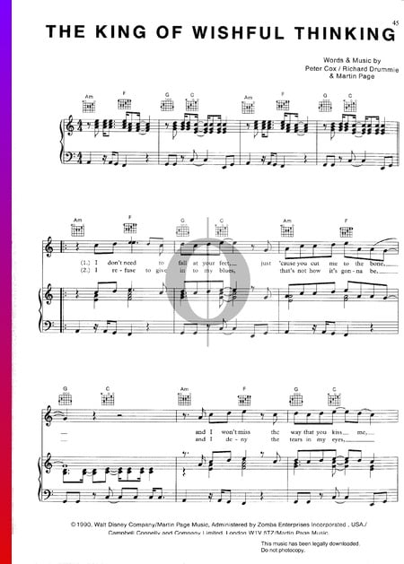The King Of Wishful Thinking Sheet Music