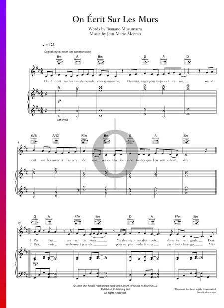 On Ecrit Sur Les Murs Sheet Music