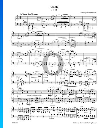 Partition Sonate n° 22 en Fa majeur, op. 54 : 1. Tempo d'un menuetto