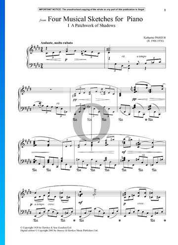 Four Musical Sketches for Piano: 1. A Patchwork Of Shadows Sheet Music