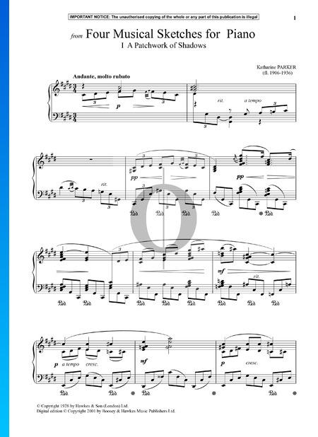 Four Musical Sketches for Piano: 1. A Patchwork Of Shadows Partition