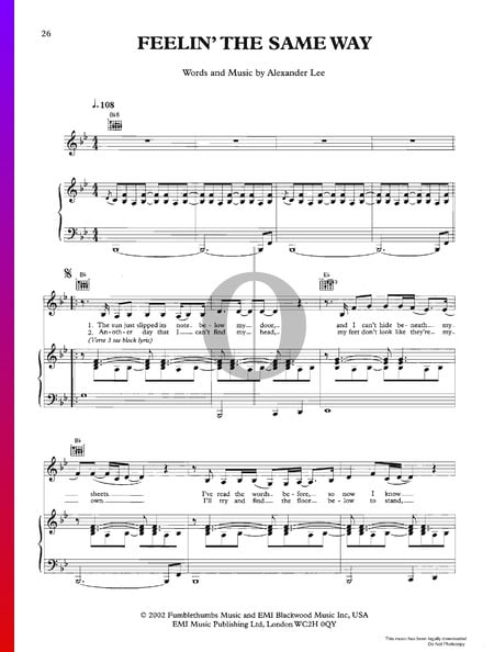 Feelin' The Same Way Sheet Music